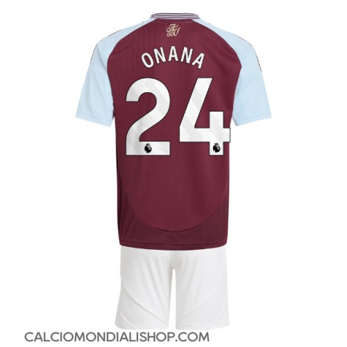 Maglie da calcio Aston Villa Amadou Onana #24 Prima Maglia Bambino 2024-25 Manica Corta (+ Pantaloni corti)